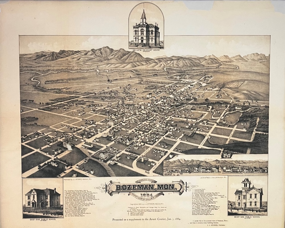 historic bozeman montana view of street grid system being built